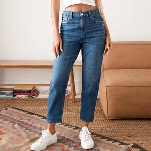 American Eagle AE Aerie Stretch Curvy Mom Jean Emotional Blue 8 Extra Short